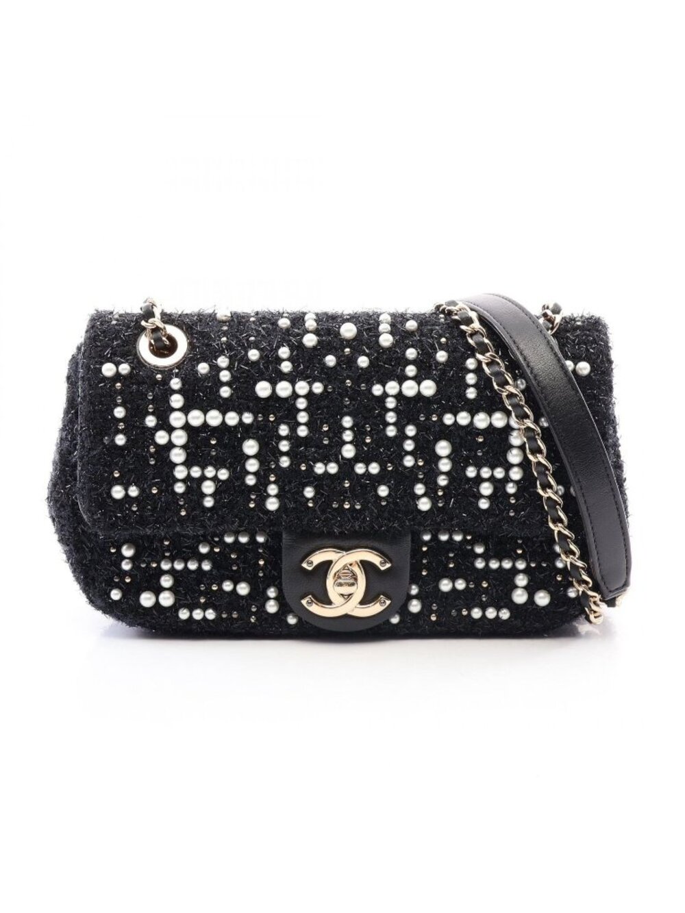 Chanel Shoulder Bag Black Fabric Small Flap Chain